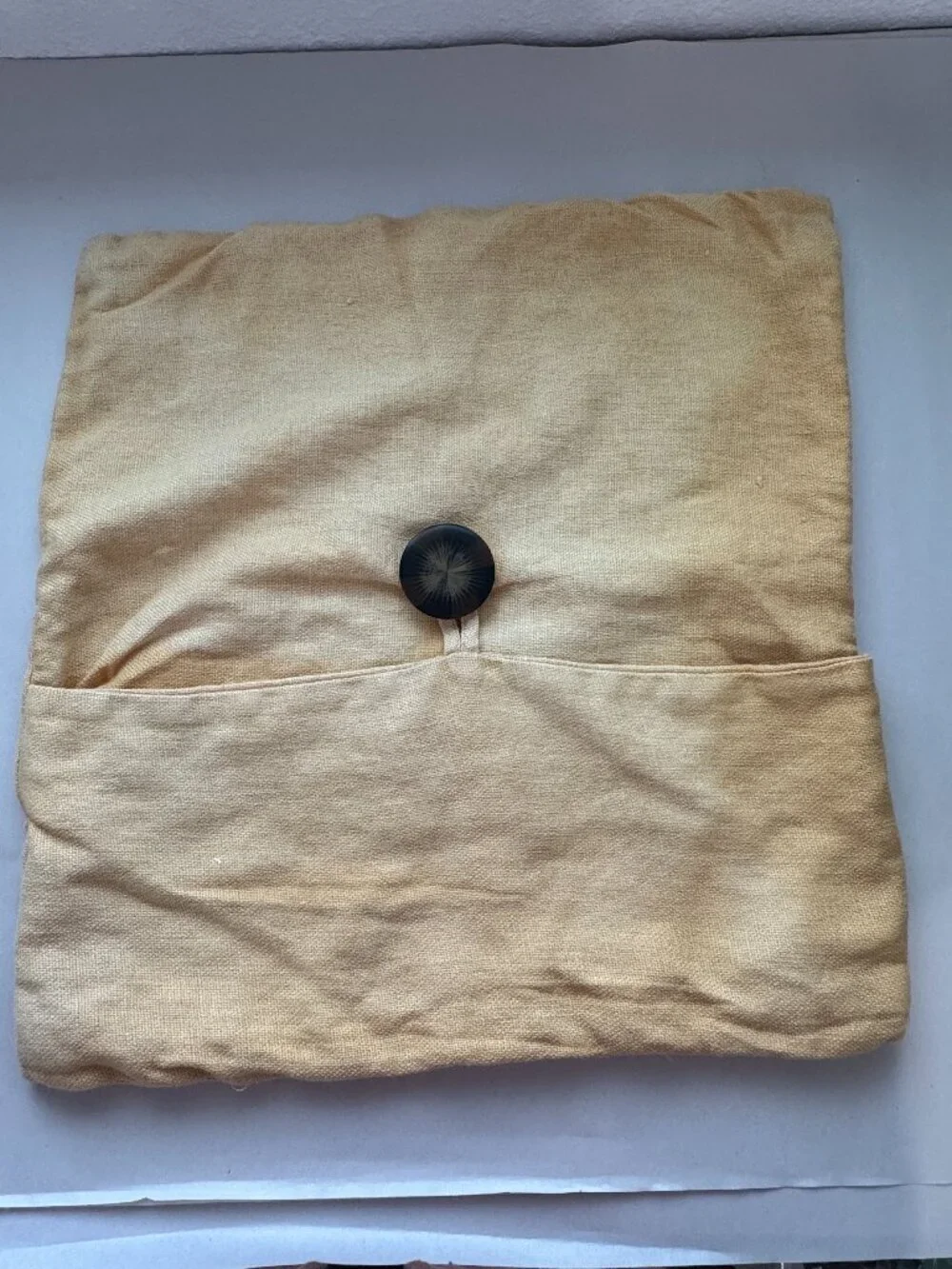 Pottery Barn Pillow Cover O/S Yellow Large Button